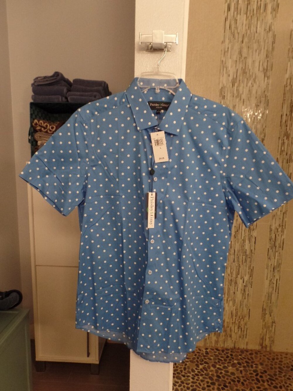 PAISLEY & GRAY Mens Short Sleeve Shirt - NWT - Slim Fit Large